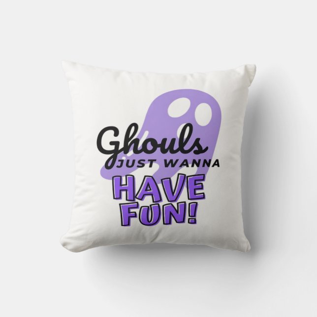 Ghouls vill bara ha Roligt Sloth Halloween Kudde (Framsida)