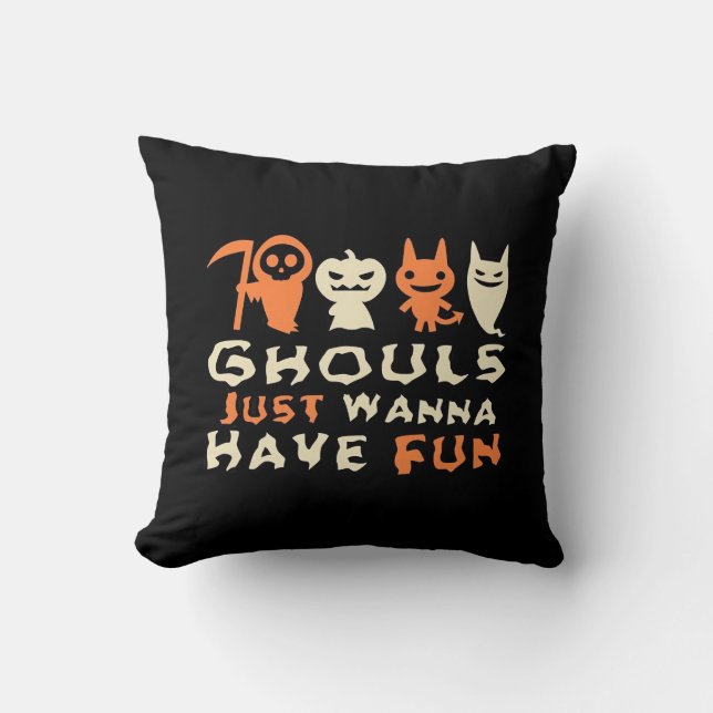 Ghouls vill bara ha Roligt Sloth Halloween Kudde (Framsida)