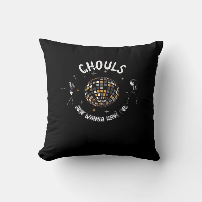 Ghouls vill bara ha Roligt Sloth & Halloween Kudde (Framsida)