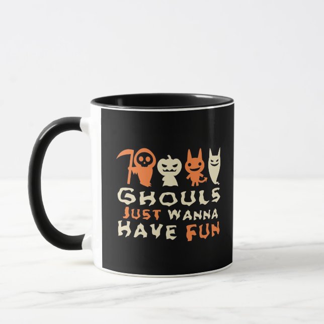 Ghouls vill bara ha Roligt Sloth Halloween Mugg (Vänster)