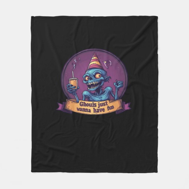 Ghouls vill bara ha Roligt Sloth och FUNNY Fleecefilt (Framsidan)