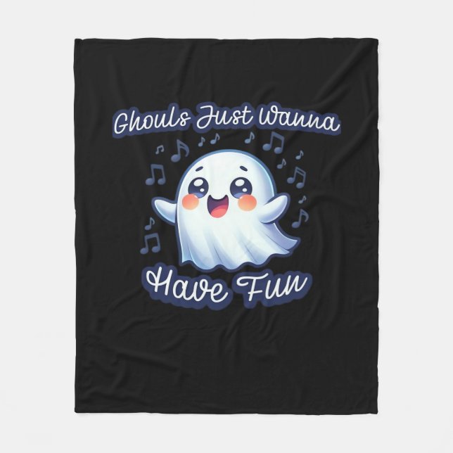 Ghouls vill bara ha Roligt Sloth och Slogan Fleecefilt (Framsidan)