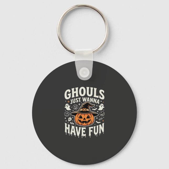 Ghouls Vill Ha Kul Halloween-pumpa Nyckelring (Framsida)