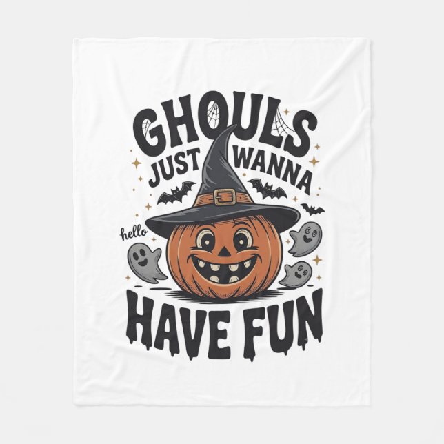 Ghouls Vill Ha Kul Halloween Pumpa Spöke Fleecefilt (Framsidan)