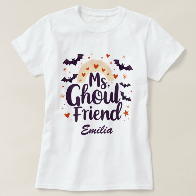 Ghoulvän Kawaii Namn Halloween T-shirt (Design framsida)