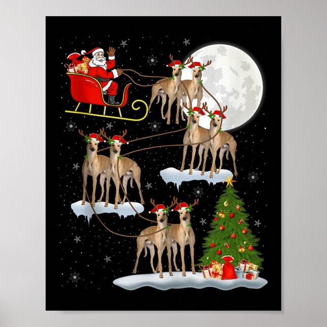 Ghound Dog Santa Sleigh Flying Funny Magical Chris Poster (Framsidan)