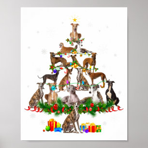 Ghound julgran lampor Rolig hund Xmas Gif Poster