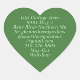 GHS Northern Gardens Info Plain Heart Hjärtformat Klistermärke