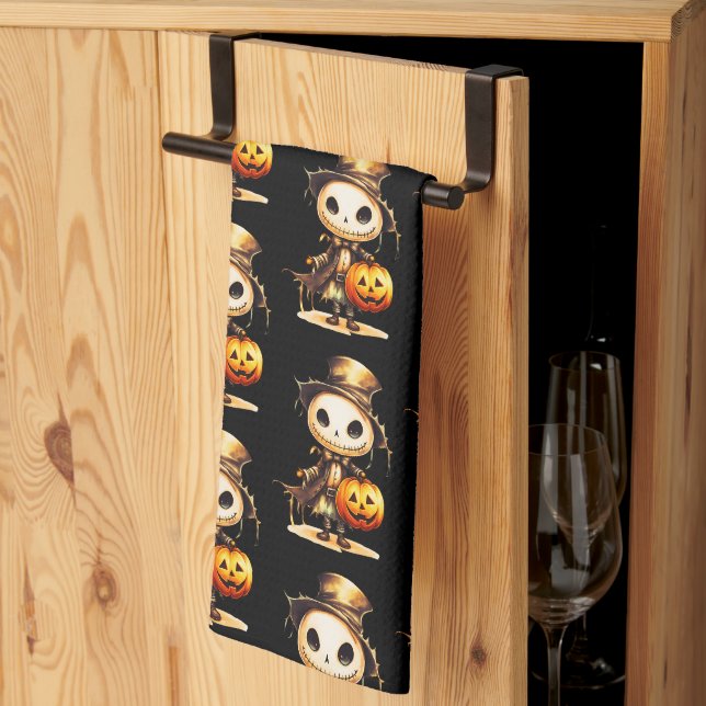 Ghul topp hatt Jack-o' Lantern Svart Halloween Kökshandduk (Thirds Fold)