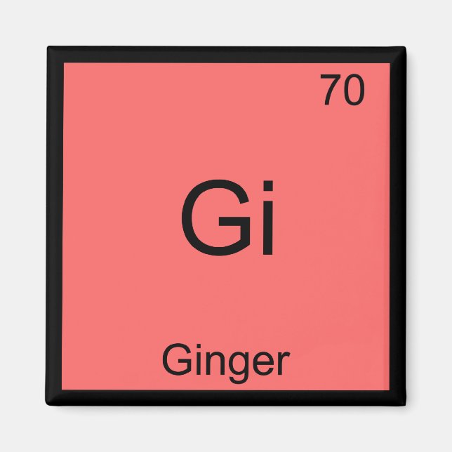 Gi - Ingefära Kemiskt Periodiskt System Symbol Magnet (Framsidan)
