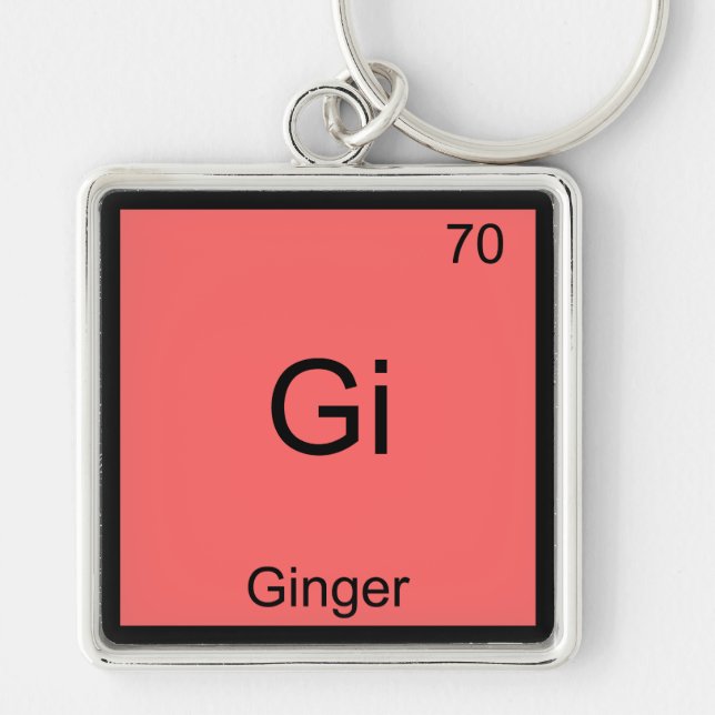 Gi - Ingefära Rollig Kemiskt Elementsymbol T-Shirt Fyrkantig Silverfärgad Nyckelring (Framsidan)