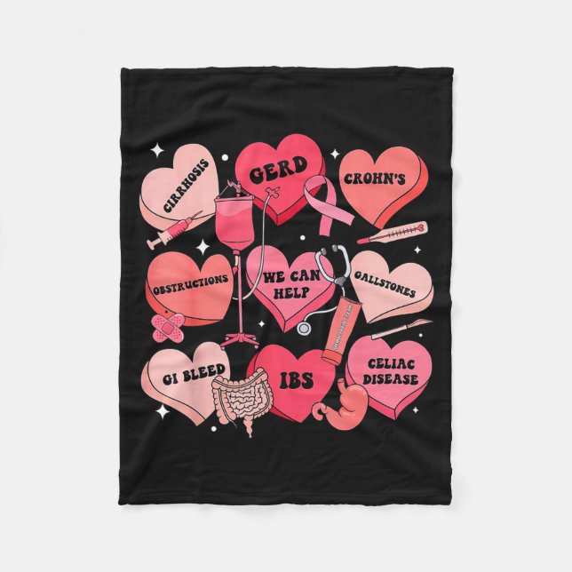 Gi Nurse Valentine Hearts Candy Gastroenterology E Fleecefilt (Framsidan)