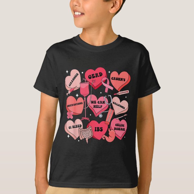Gi Nurse Valentine Hearts Candy Gastroenterology E T Shirt (Framsida)