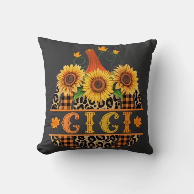 Gi Pumpkin Leopard Skriv ut solros Buffalo Play Kudde (Framsida)