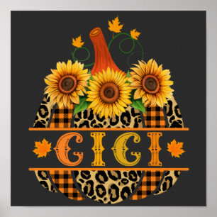 Gi Pumpkin Leopard Skriv ut solros Buffalo Play Poster