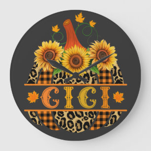 Gi Pumpkin Leopard Skriv ut solros Buffalo Play Stor Klocka