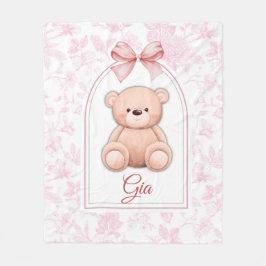 Gia | Anpassningsbar Rosa Nalle Försörjningsdesign Fleecefilt