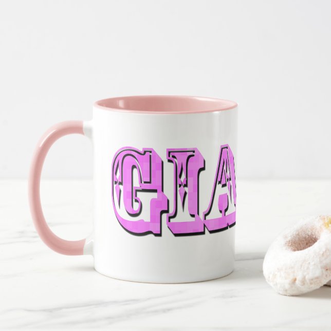 Gia, Rosa Namn Logotyp Mugg (Med munk)