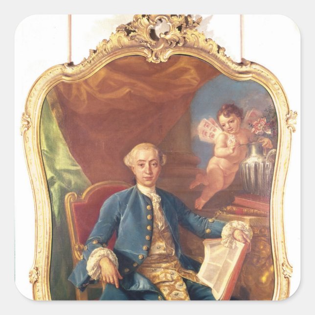Giacomo Casanova Fyrkantigt Klistermärke (Framsida)