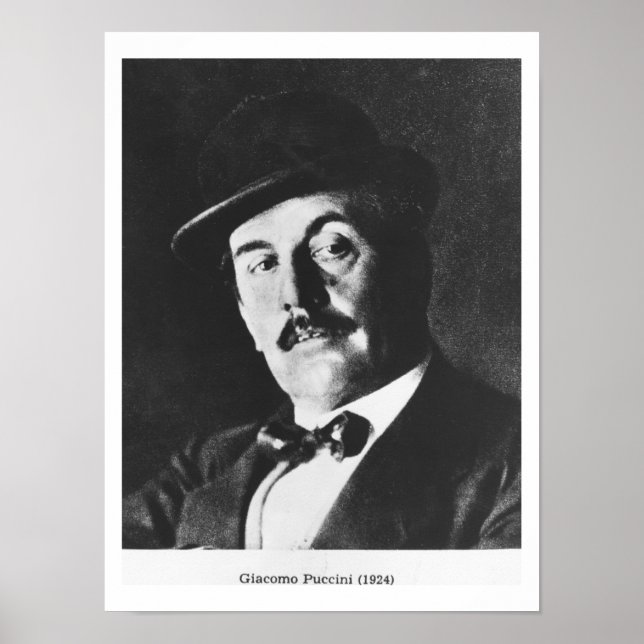 Giacomo Puccini (1858-1924) 1924 (fotolitho) (b/w) Poster (Framsidan)
