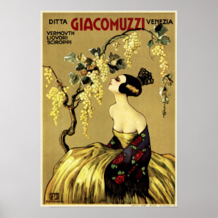 GIACOMUZZI Liqueur Syrup Aperitif Vintage Italiens Poster