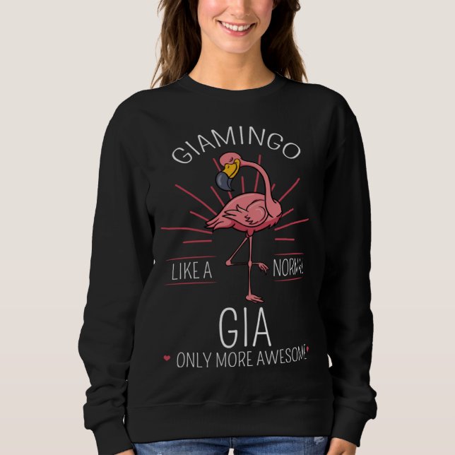 Giamingo Gia Flamingo  Grandma Grandmother Grandmo T Shirt (Framsida)