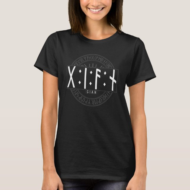 Gian in Futhark Runes Viking T Shirt (Framsida)