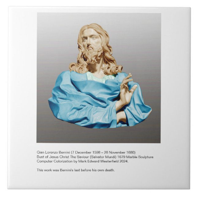 Gian Lorenzo Bernini Bust av Kristus 1679 Kakelplatta (Framsidan)