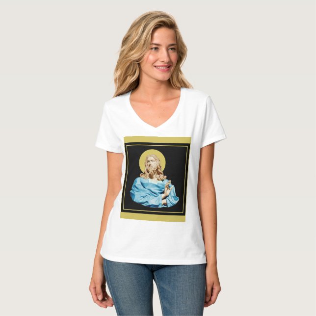 Gian Lorenzo Bernini Bust of Jesus 1679 T-Shirt (Hel framsida)