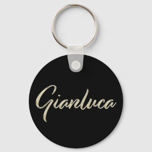 Gianluca Namn whitegold Button Schlüsselanhänger Nyckelring
