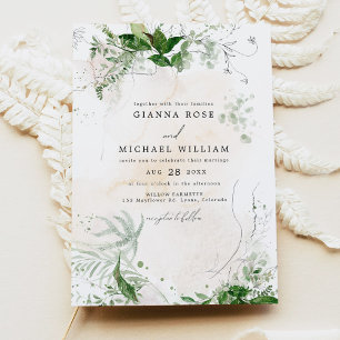 GIANNA Boho Etheral Greenery Vintage Chic Bröllop Inbjudningar