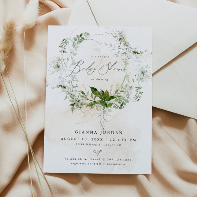 GIANNA Etherial Greenery Garden Baby Shower Inbjudningar (Skapare uppladdad)