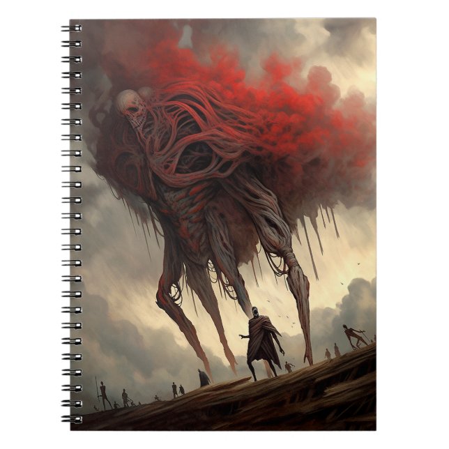 Giant Alien Walking Science fiction Horror Art Anteckningsbok (Framsidan)