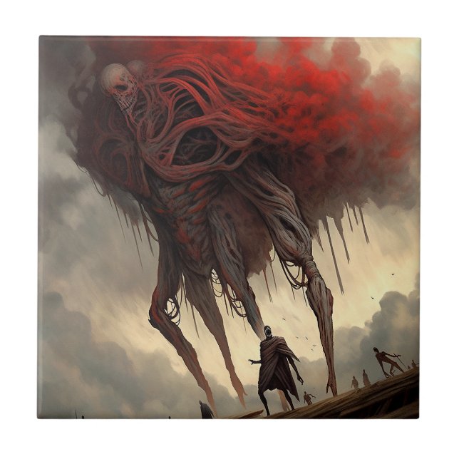 Giant Alien Walking Science fiction Horror Art Kakelplatta (Framsidan)