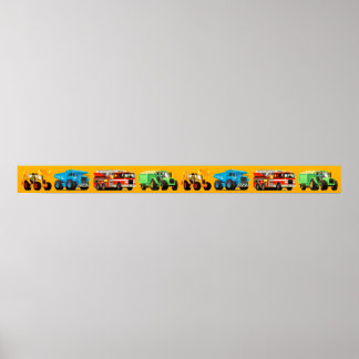Giant Barn Construction Lastbil Banner Frieze Poster