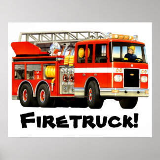 Giant Barn Red Fire Lastbil Poster