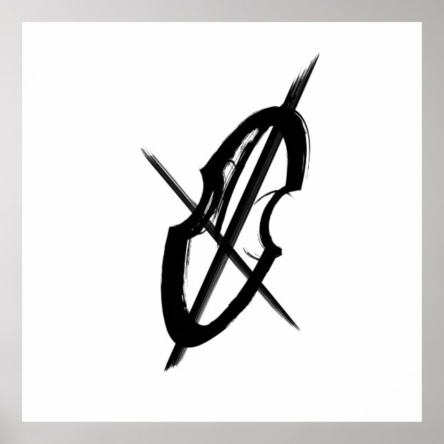 Giant Black White Cello Music Musician Teckning Poster (Framsidan)