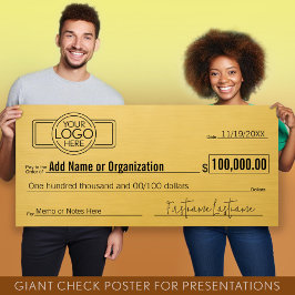 Giant Blank Check for Sweepstakes, Awards, Charity Poster
