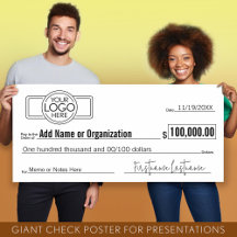 Giant Blank Check for Sweepstakes, Awards, Charity