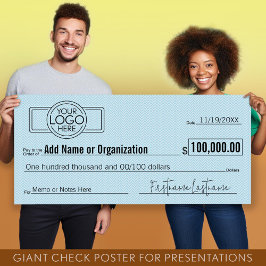 Giant Blank Check for Sweepstakes, Awards, Charity Poster