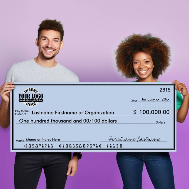 Giant Blank Check for Sweepstakes & Awards Poster (Big Check for Presentations)