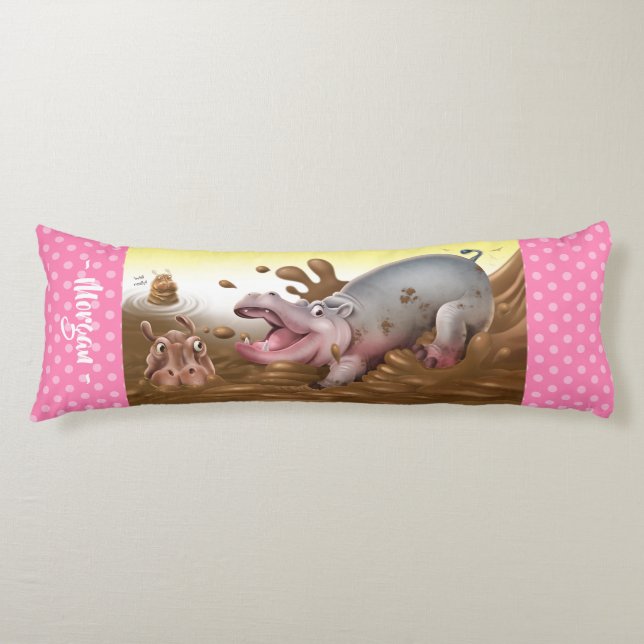 Giant body cushion Hippos i lera marshmallow rosa. Kroppskudde (Framsidan)