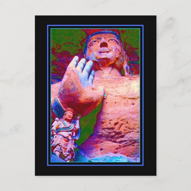 Giant Buddha i Yungang Caves-Chinan Vykort (Framsida)