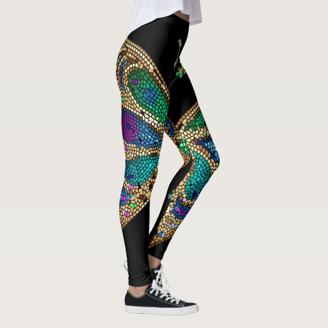 Giant Butterfly Jewel Färgad Mosaic Leggings (Höger)