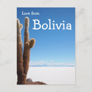 Giant cactus on Salar de Uyuni text card Vykort