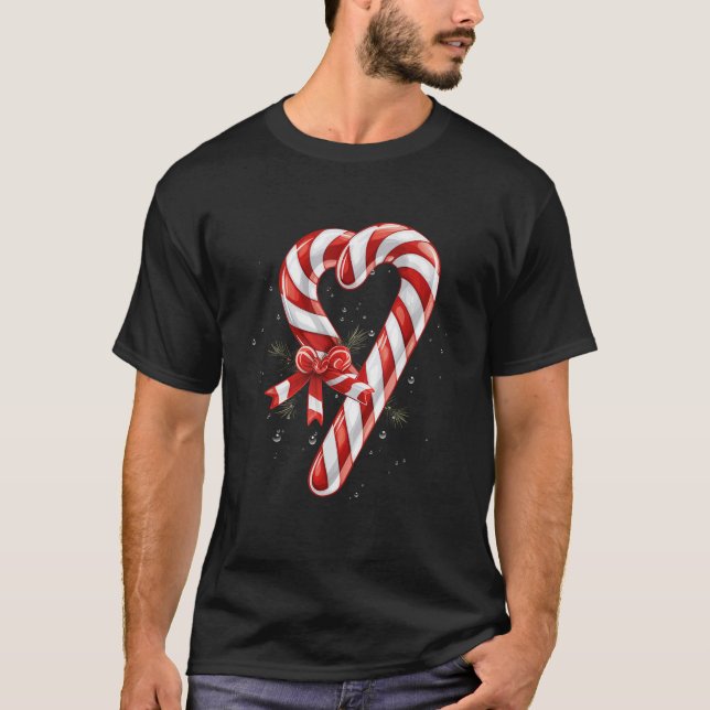 Giant Candy cane Heart-julklappar Red and Whi T Shirt (Framsida)