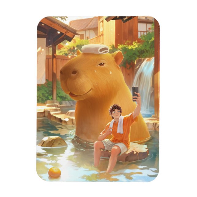 Giant Capybara - Hett Vår Illustration Magnet (Vertikal)