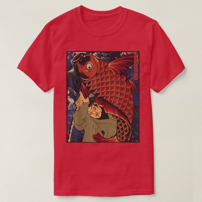 Giant Carp Koi Fish Japansk Samurai Warrior Fight T Shirt (Design framsida)
