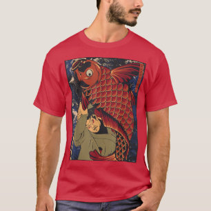 Giant Carp Koi Fish Japansk Samurai Warrior Fight T Shirt