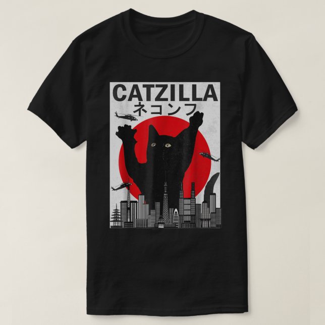 Giant Cat Tokyo Funny Design T Shirt (Design framsida)
